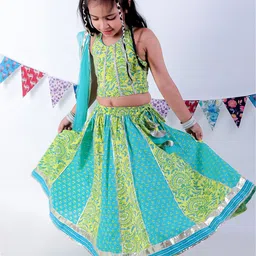 LIL DRAMA Girls Printed Ready to Wear Lehenga & Blouse With Dupatta-49
