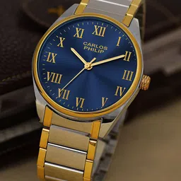 CARLOS PHILIP Men Brass Bracelet Style Straps Oval Reset Time Analogue Watch Aether RSG-2