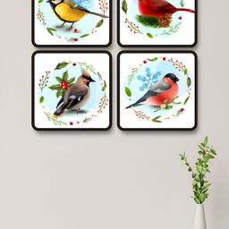 Livin'luxe White & Blue 4 Pieces Colorful Bird Wall Arts-picture-47
