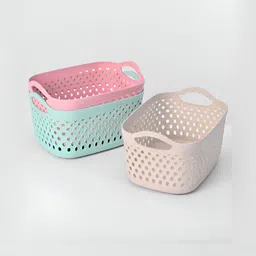 eha Pink & Green 3 Pieces Water Resistant Baskets-57