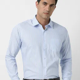 Van Heusen Vertical Striped Spread Collar Pure Cotton Formal Shirt-image-67