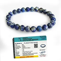 Divine souvenirs Unisex Lapis Lazuli Beaded Elasticated Bracelet-image-96