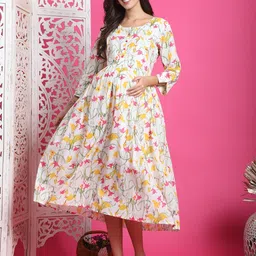 Rajnandini Floral Printed Maternity Fit & Flare Midi Ethnic Dress-image-39