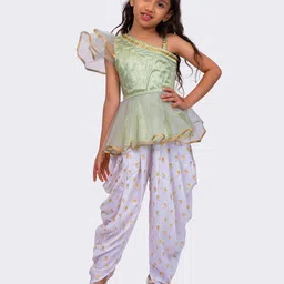 Twisha Girls One Shoulder Top With Dhoti Pants-image-2