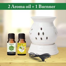 PEEPALCOMM 3Pcs White Electric Scented Diffuser With Lemongrass & Mogra Oils - 10 ml Each-10