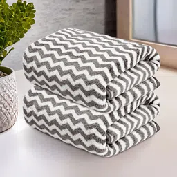 Kuber Industries Grey & White 2 Pcs Printed Microfiber Ultra Absorbent Soft Face Towels-53