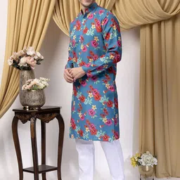 Hangup Men Floral Printed Regular Kurta with Pyjamas-32