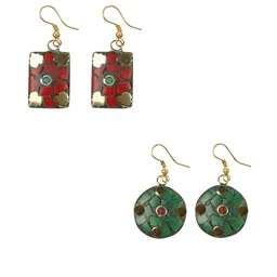 URBANELA Set Of 2 Gold-Plated Circular Drop Earrings-4