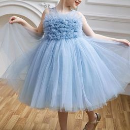 LULU & SKY Girls Shoulder Straps Sleeveless Ruffled Fit & Flare Dress-image-16