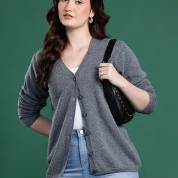 Cayman Front-Open V-Neck Woollen Cardigan-picture-0