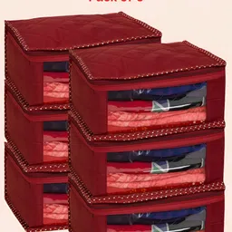 Fessist Maroon 6 Pieces Quilted Suit Organisers-13