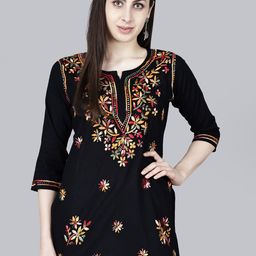 NAZAQAT ETHNIC INDIA Women Ethnic Motifs Embroidered Chikankari Cotton Kurti-image-22