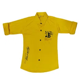 BAESD Boys Classic Fit Typography Printed Spread Collar Cotton Casual Shirt-image-93