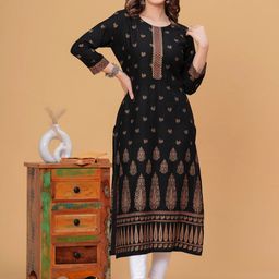 DRESSAR Women Floral Printed Gotta Patti Floral Kurta-image-96
