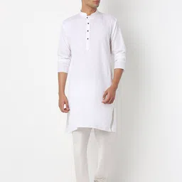 BELLAZO Mandarin Collar Cotton Silk Straight Kurta-image-65