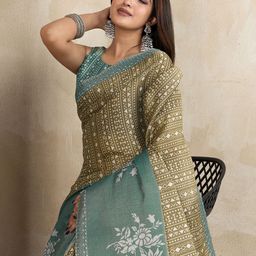 PAMPER YOURSELF Floral Tissue Saree-13