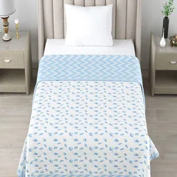tundwal's Blue & White Floral AC Room 210 GSM Double Bed Dohar-picture-21