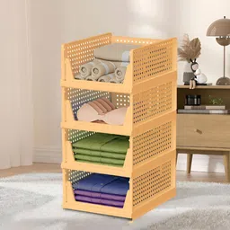 RUBOXA Cream-Coloured Set of 4 Regular Multi-Utility Organisers-36