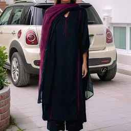 Aaghnya Women Straight Kurta with Palazzos & With Dupatta-image-93