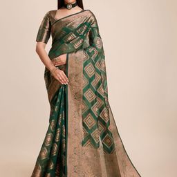 SILKWEAR Ethnic Motifs Zari Organza Banarasi Saree-picture-44
