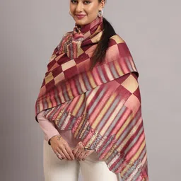 EA ETHICAL ANDAZ Checked & Embroidered Border Shawl-image-85