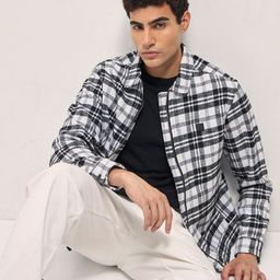 THE BEAR HOUSE Men Checked Lightweight Outdoor Pure Cotton Bomber Jacket-55