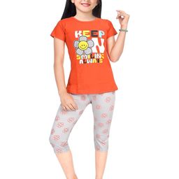 Colourspop Girls Orange Pure Cotton Clothing Set-image-102