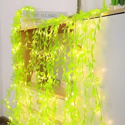 Kuber Industries Green Leaf Shape String Lights image 5