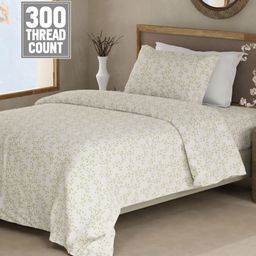 Boutique Living India Green & White Printed Cotton 300TC King Bedsheet Set 2.74m x 2.74m-image-75