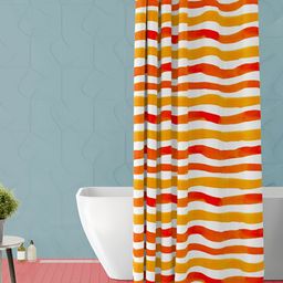 ArtzFolio Off White & Red Printed Waterproof Shower Curtain-13