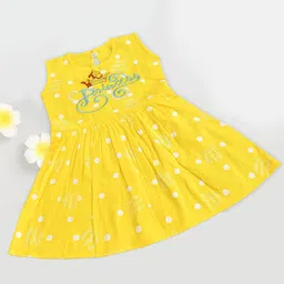 Sevgi Girl's Polka Dot Printed Embroidered Round Neck Fit and Flare Knee Length Dress-picture-2