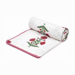JP SHINE Pink & Green Printed Reversible Cotton AC Room 210 GSM Double Bed Dohar-image-64