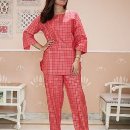 Bunaai Checked Hemangini Cotton Set-image-52