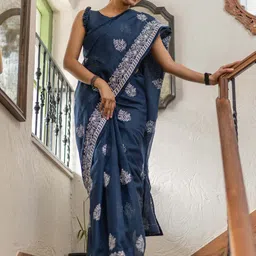 KALINI Floral Kutchi Embroidery Muga Saree-picture-36