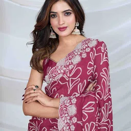 TASRIKA Embroidered Poly Crepe Saree-image-32