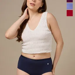 URBAN ADVENTURE Women Pack Of 5 High-rise Hipster Briefs + 5UAW-006(SKIN-WINE-RED-NAVY-LAV-image-88