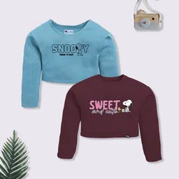 YK X Minute Mirth Girls Set of 2 Printed Crop Sweatshirts-92