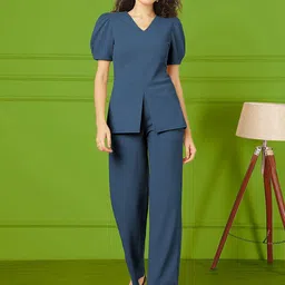 Moda Rapido Ribbed V-Neck Top With Trousers Co-Ords-picture-30