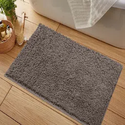 LUXEHOME INTERNATIONAL Brown Cotton Rectangular Bath Rug-21