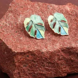 EL REGALO Enamelled Leaf Shaped Studs-picture-35