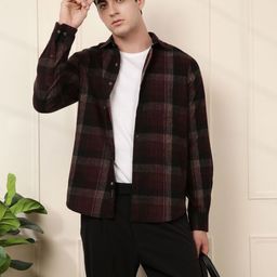 WROGN Men Comfort Fit Spread Collar Tartan Checked Cotton Casual Shirt-image-96