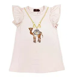 AIGNER Girl Camel Print Flutter Sleeve A-Line Dress-image-4