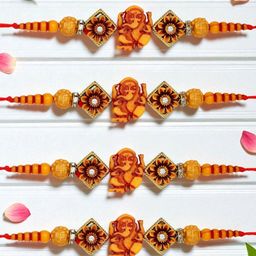 ADIVA Set Of 4 Beaded Rakhis With Roli Chawal & Greetings Card-image-41
