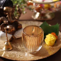 Pure Home and Living Gold-Toned 2 Pieces Textured Glass Candle Holder-image-21