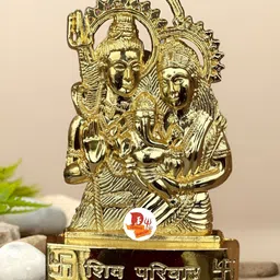 DARIDRA BHANJAN Gold-Toned Shiv Parivar Religious Idol Showpiece-image-37