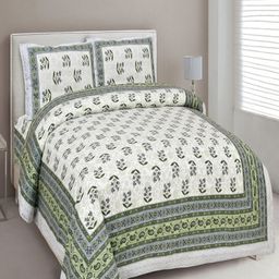 Myntra Elegant Homes Green Floral Printed 180 TC Cotton King Bedsheet Set 2.74 m x 2.54 m-image-56
