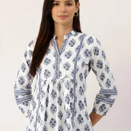 Rangun Women Floral Printed Mandarin Collar Top-picture-37
