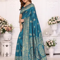 WEAREZEE Woven Design Silk Blend Designer Saree image 5