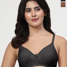 LILY akinos Women Pack Of 2 Solid Full Coverage Non Padded Non Wired T-shirt Bra-picture-56