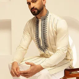 SOJANYA Men Embroidered Regular Thread Work Kurta with Pyjamas image 2